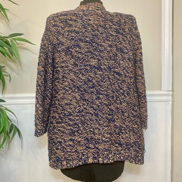 Anthropologie SPARROW Marled Peat Cardigan Open Front SIZE S Linen Blend Fringe. - Picture 7 of 13